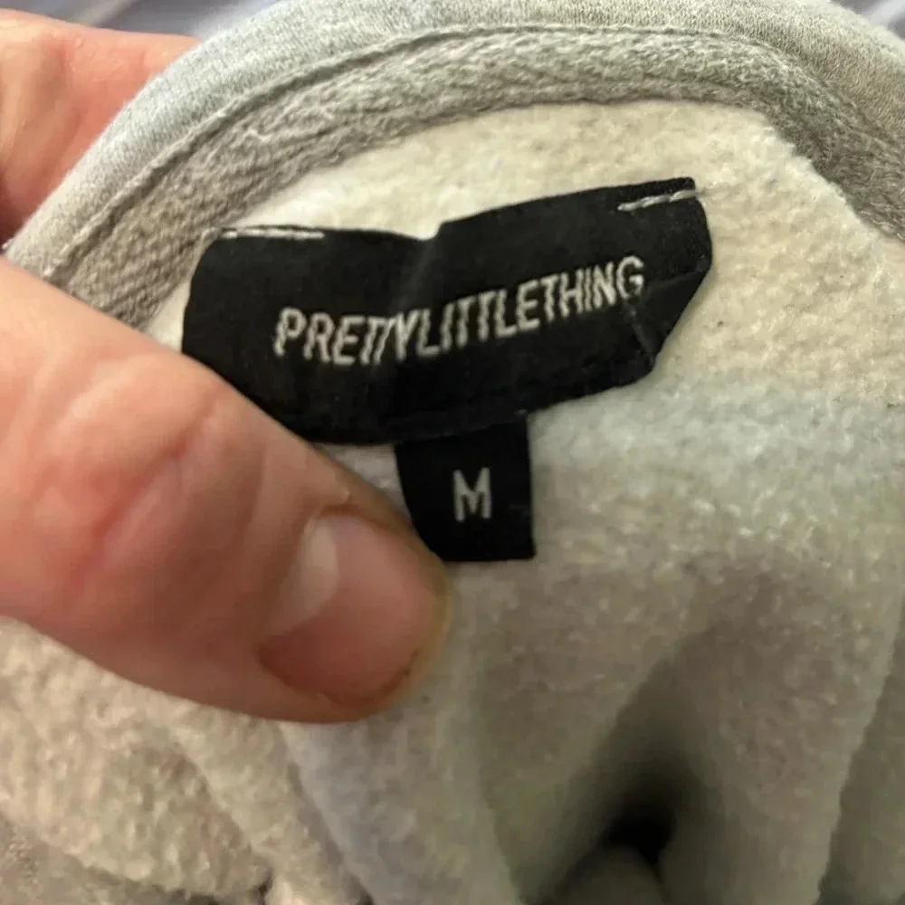 PRETTY LITTLE THING CROPPED GRAY HOODIE medium - Picture 10 of 12